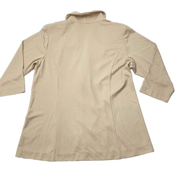 Susan Graver Tailored Stretch Knit Unlined Tan Blazer Pockets Women's Large - Picture 2 of 11